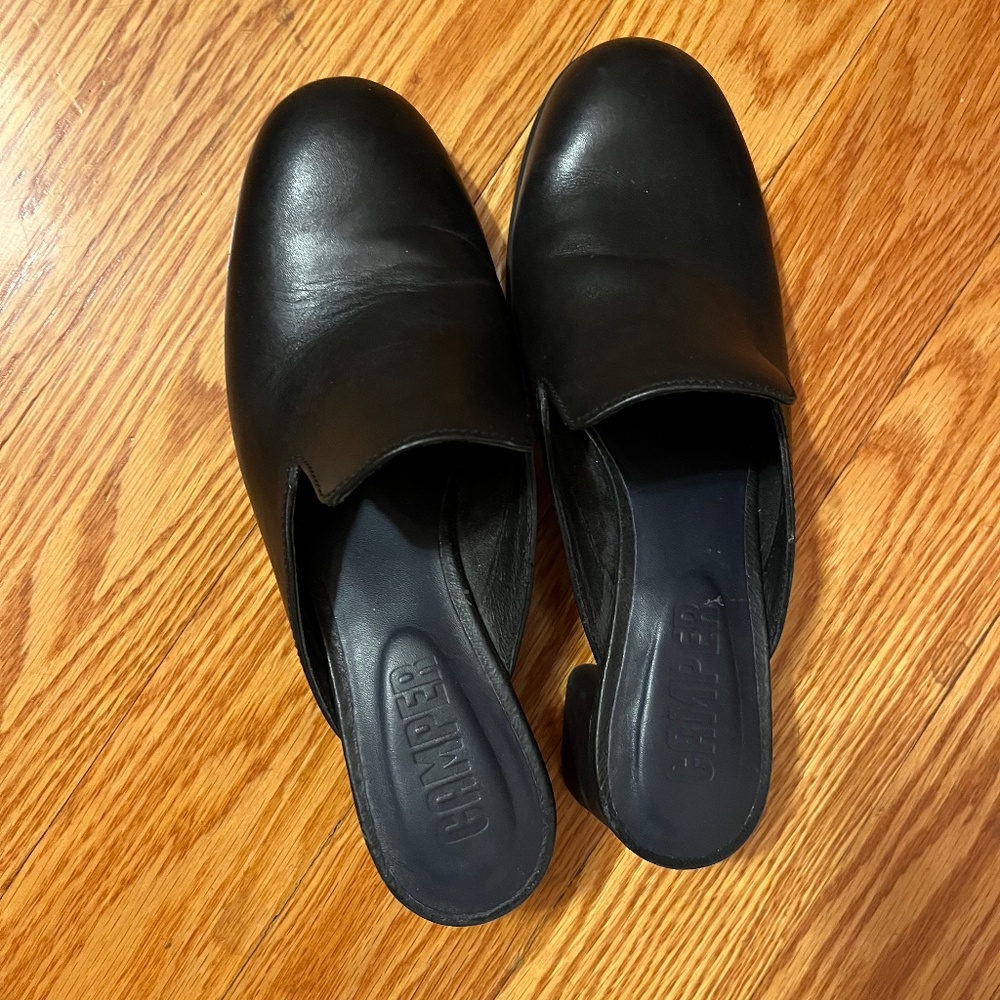 Camper Leather Heeled Clogs/Mules